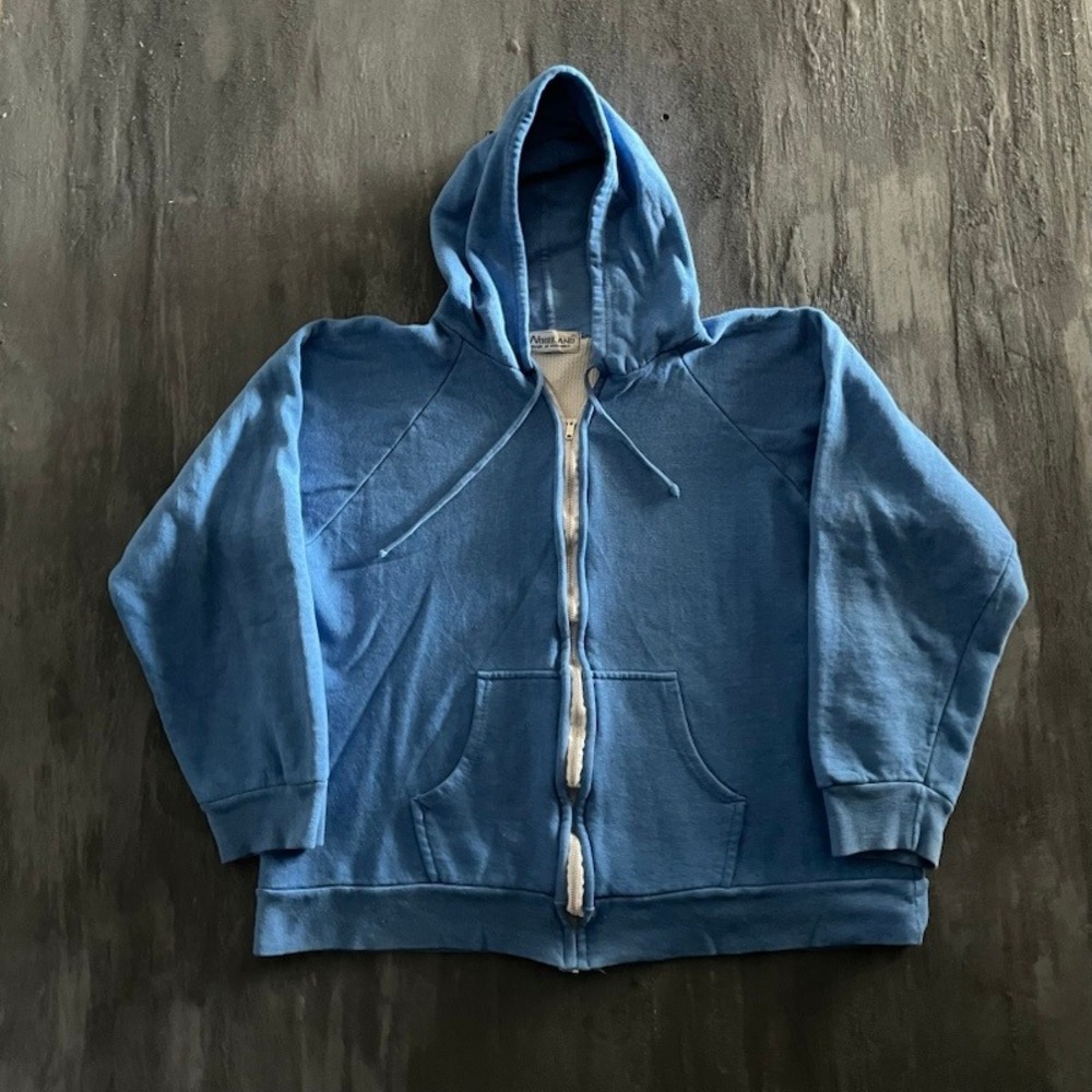 Vintage Thermal Lined Zip Up Hoodie Mens XL Blue 90s Woodland